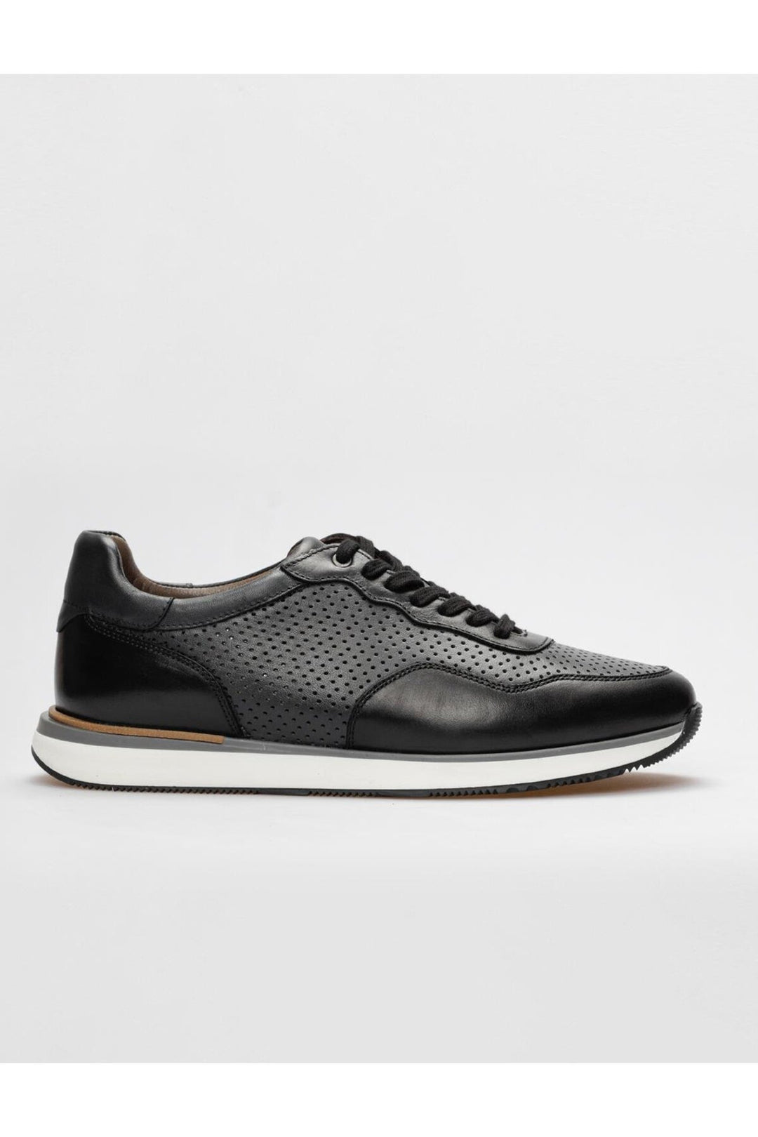 Cabani Shoes Chaussures de sport pour hommes en cuir véritable noires à lacets - Noir