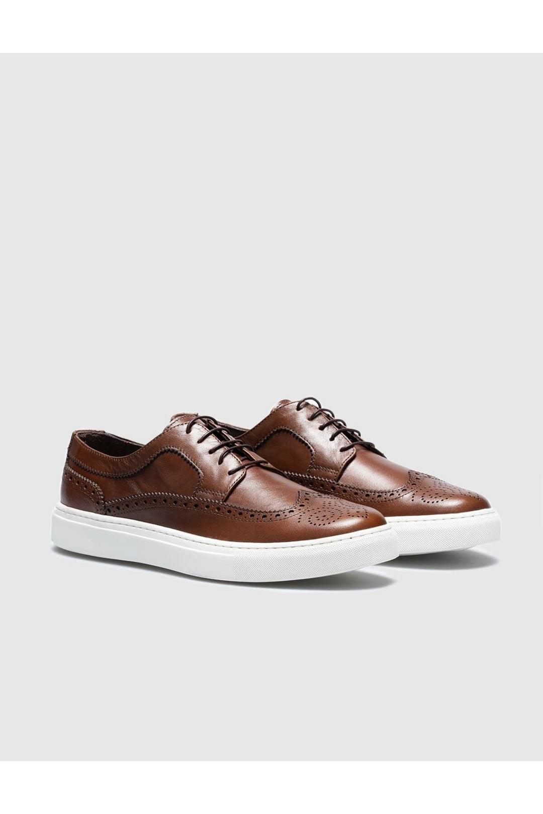 Cabani Shoes Chaussures de sport pour hommes en cuir véritable, couleur tabac, à lacets. - Tabac