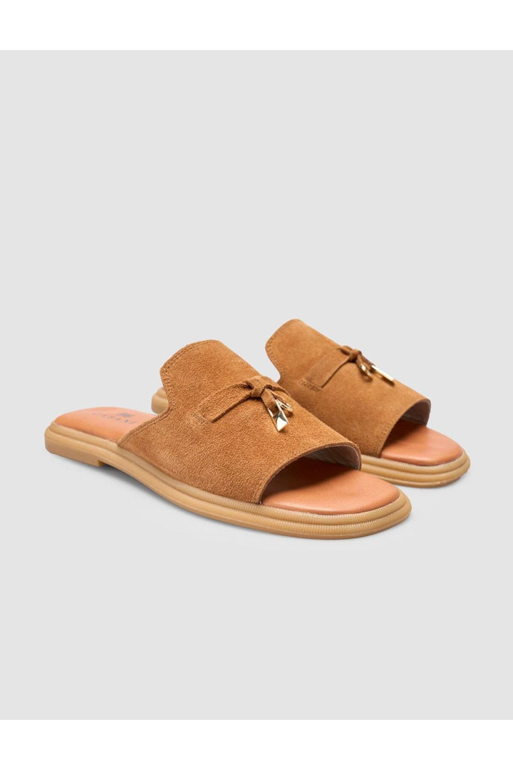 Cabani Shoes %100 Cuir véritable Sandales en suède pour femmes couleur tabac - Tabac