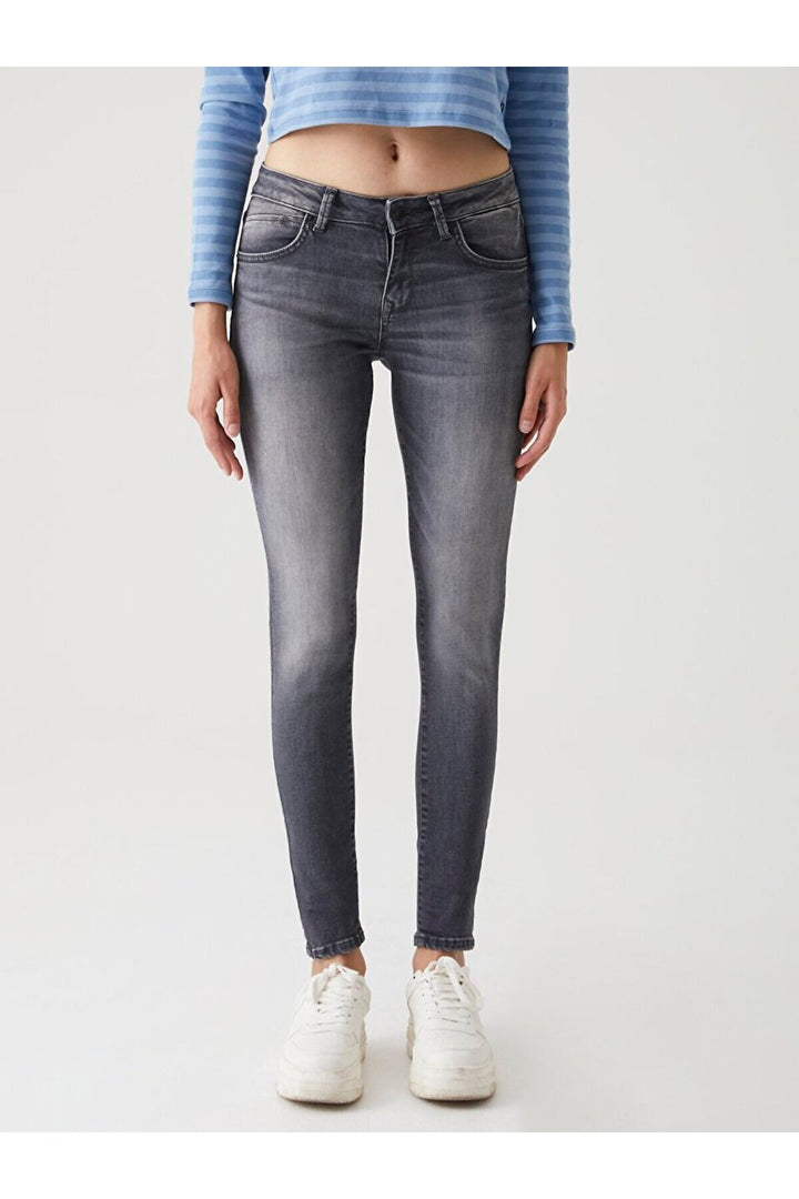 LTB Nıcole Jean Pantalon Droit Taille Moyenne - Griṡ_53922