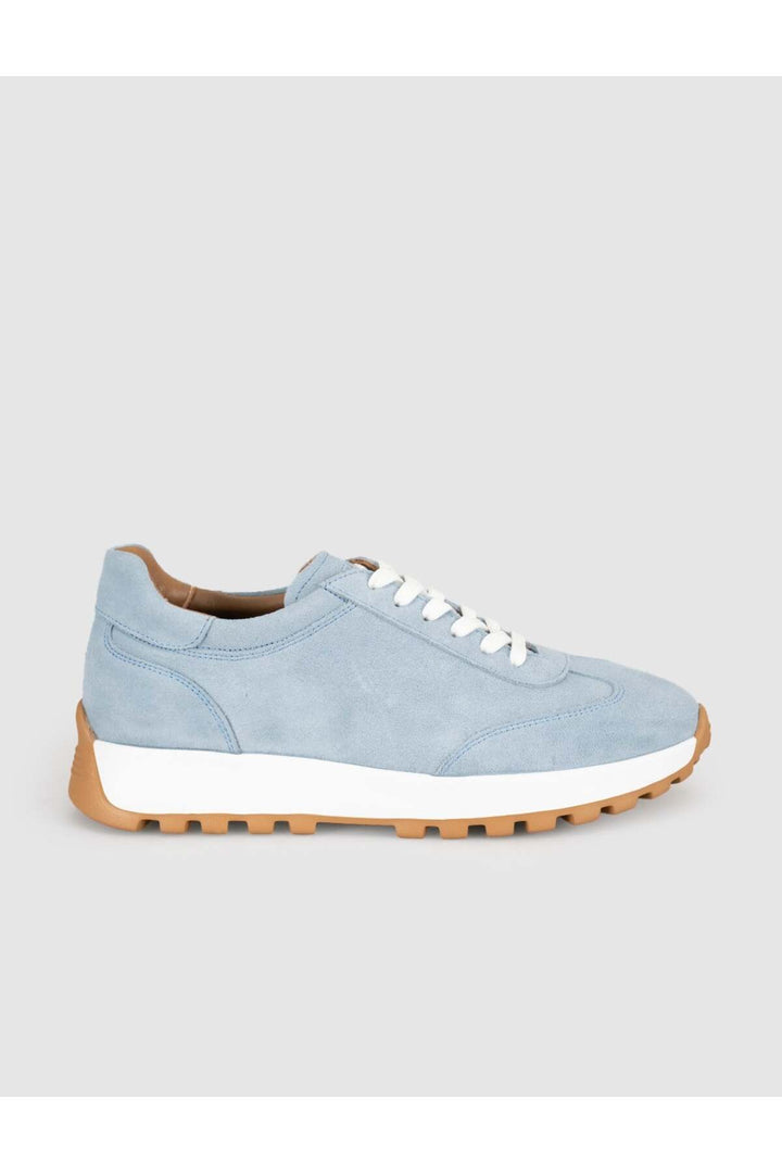 Cabani Shoes Baskets femme en cuir suédé bleu glacier - Multicolore
