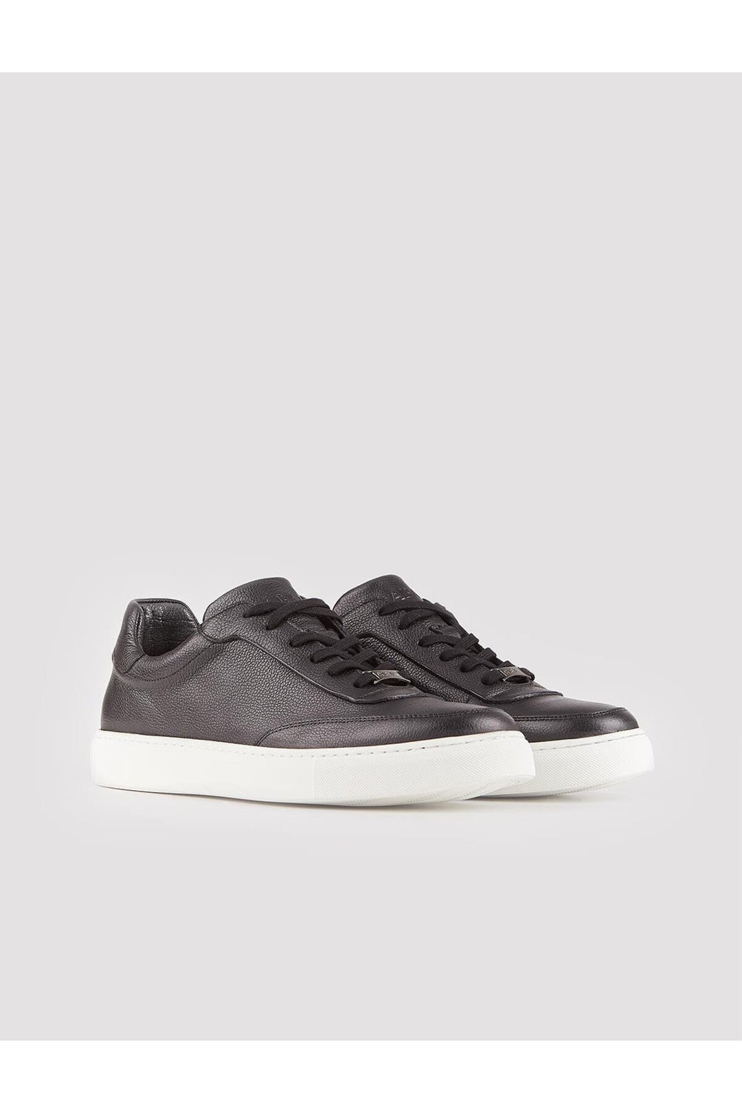 Cabani Shoes Chaussures de sport pour homme en cuir véritable avec semelle blanche et lacets noirs. - Noir