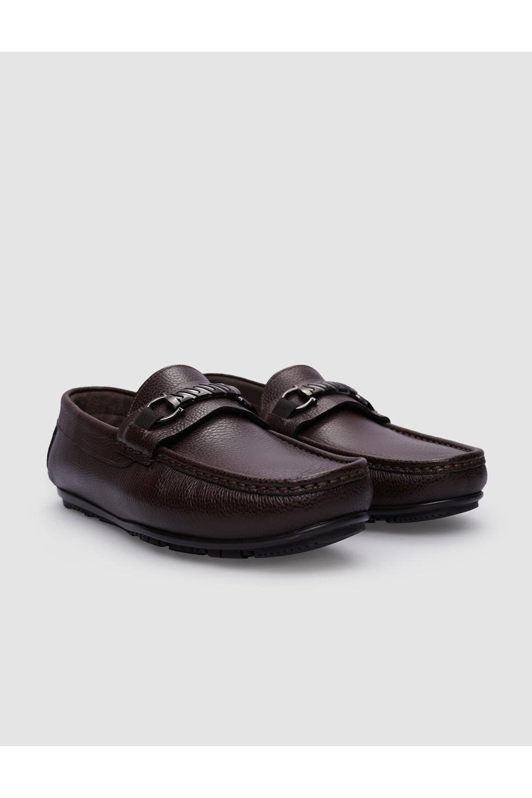 Cabani Shoes %100 Cuir véritable Mocassins pour hommes à boucle marron - Marron