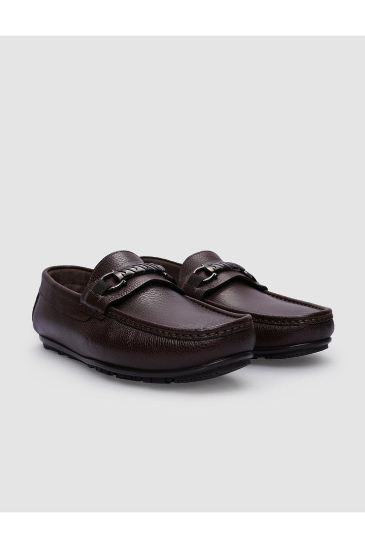 Cabani Shoes %100 Cuir véritable Mocassins pour hommes à boucle marron - Marron