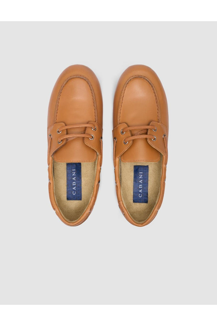 Cabani Shoes Valosco %100 Cuir Véritable Chaussures de Bateau Quotidiennes Femme en Cognac - Multicolore