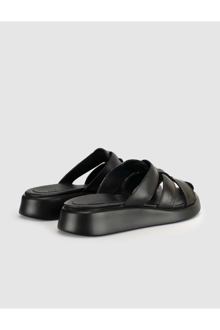 Cabani Shoes Sandale à plateforme en cuir véritable pour femme noire - Multicolore