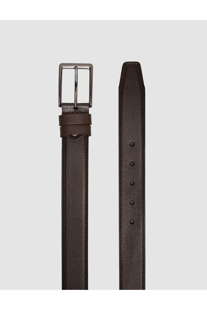 Cabani Shoes Ceinture classique pour homme en cuir véritable 100% marron avec couture de 3,5 cm. - Multicolore