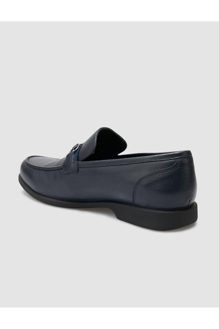 Cabani Shoes Mocassins pour hommes en cuir véritable bleu marine avec boucle. - Bleu marine