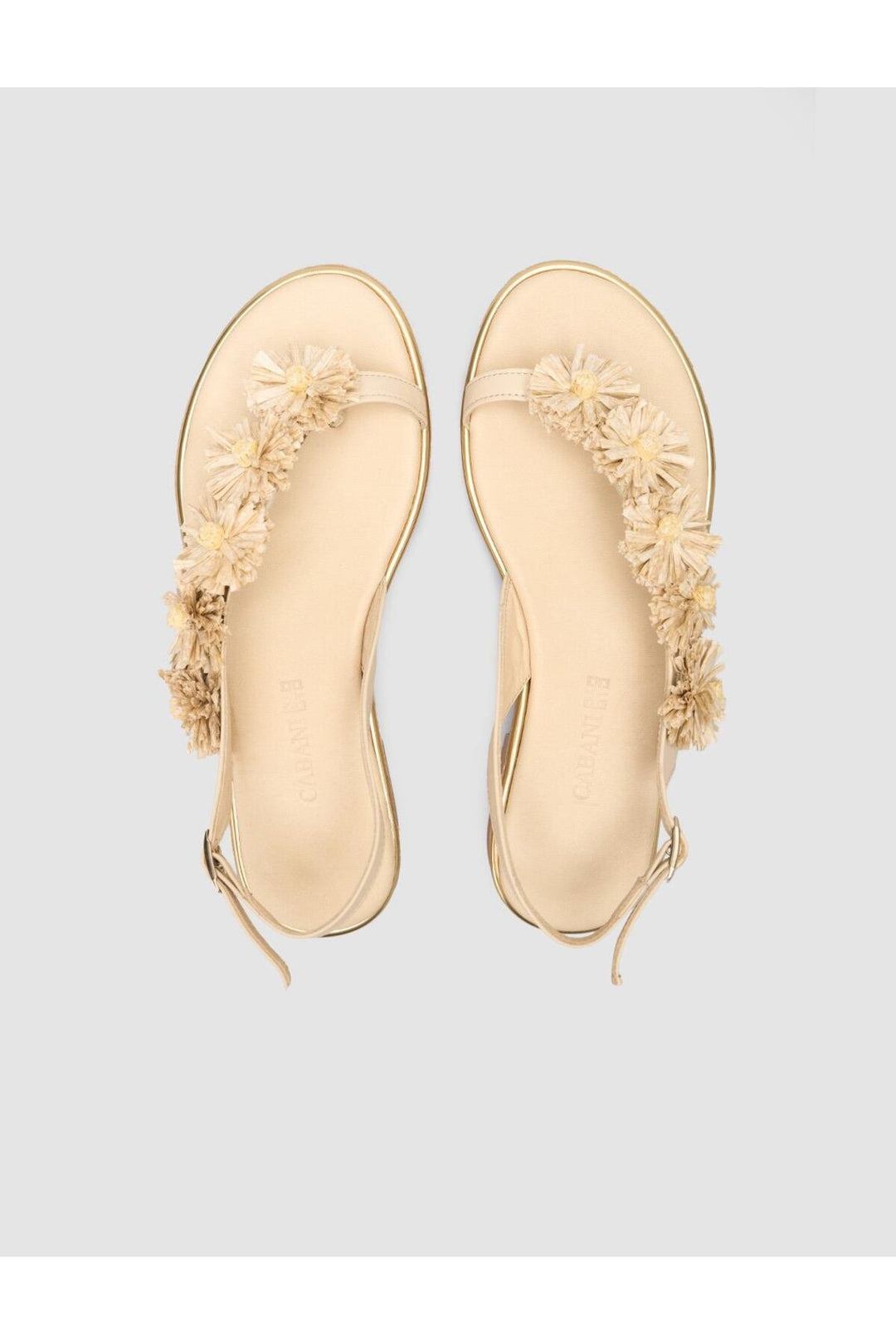 Cabani Shoes Sandales pour femmes en cuir véritable beige 100% - Beige