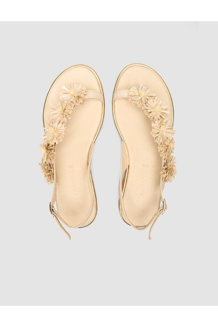 Cabani Shoes Sandales pour femmes en cuir véritable beige 100% - Beige