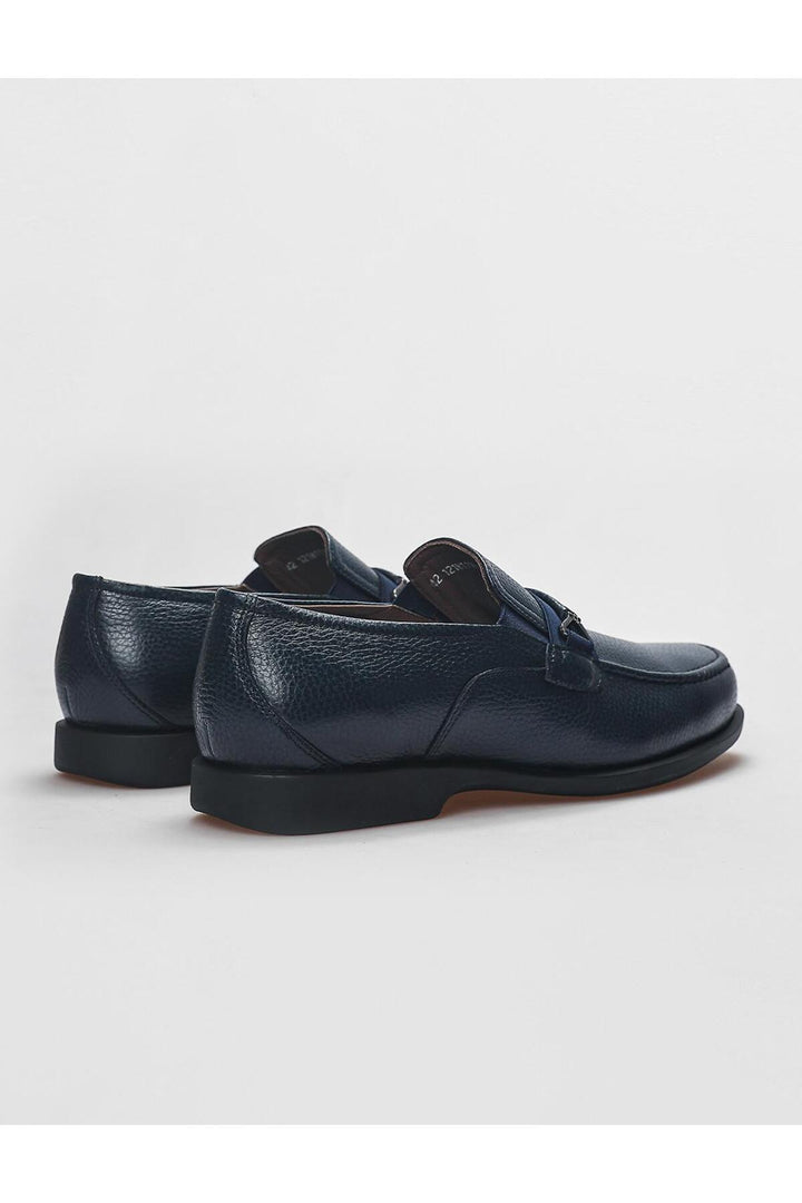 Cabani Shoes Chaussures Loafer pour hommes en cuir véritable avec détail de boucle bleu marine - Bleu marine