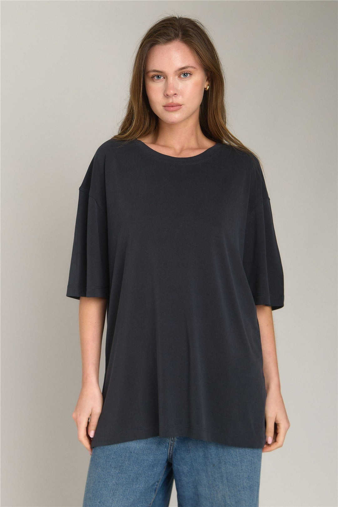 Lovely Things ARIANA T-shirt à fente Oversize Vêtements de dessus Haut de pyjama - Anthracite