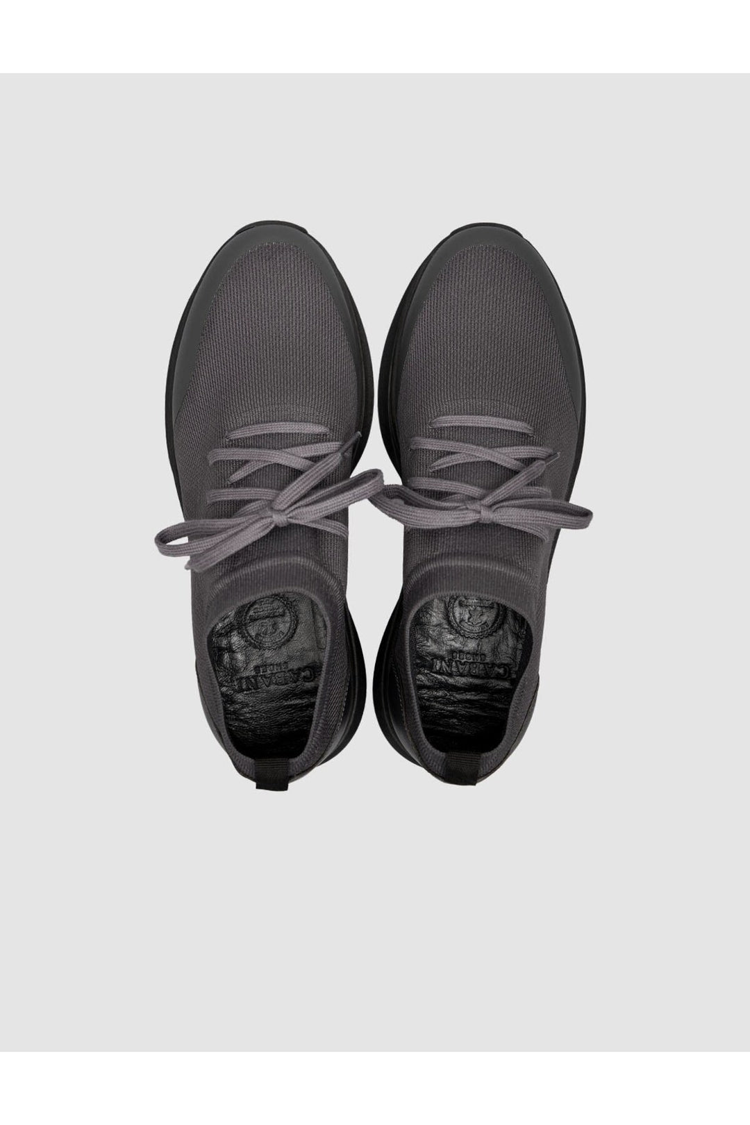 Cabani Shoes Sneakers pour hommes en tricot et en cuir de veau véritable gris foncé - Multicolore