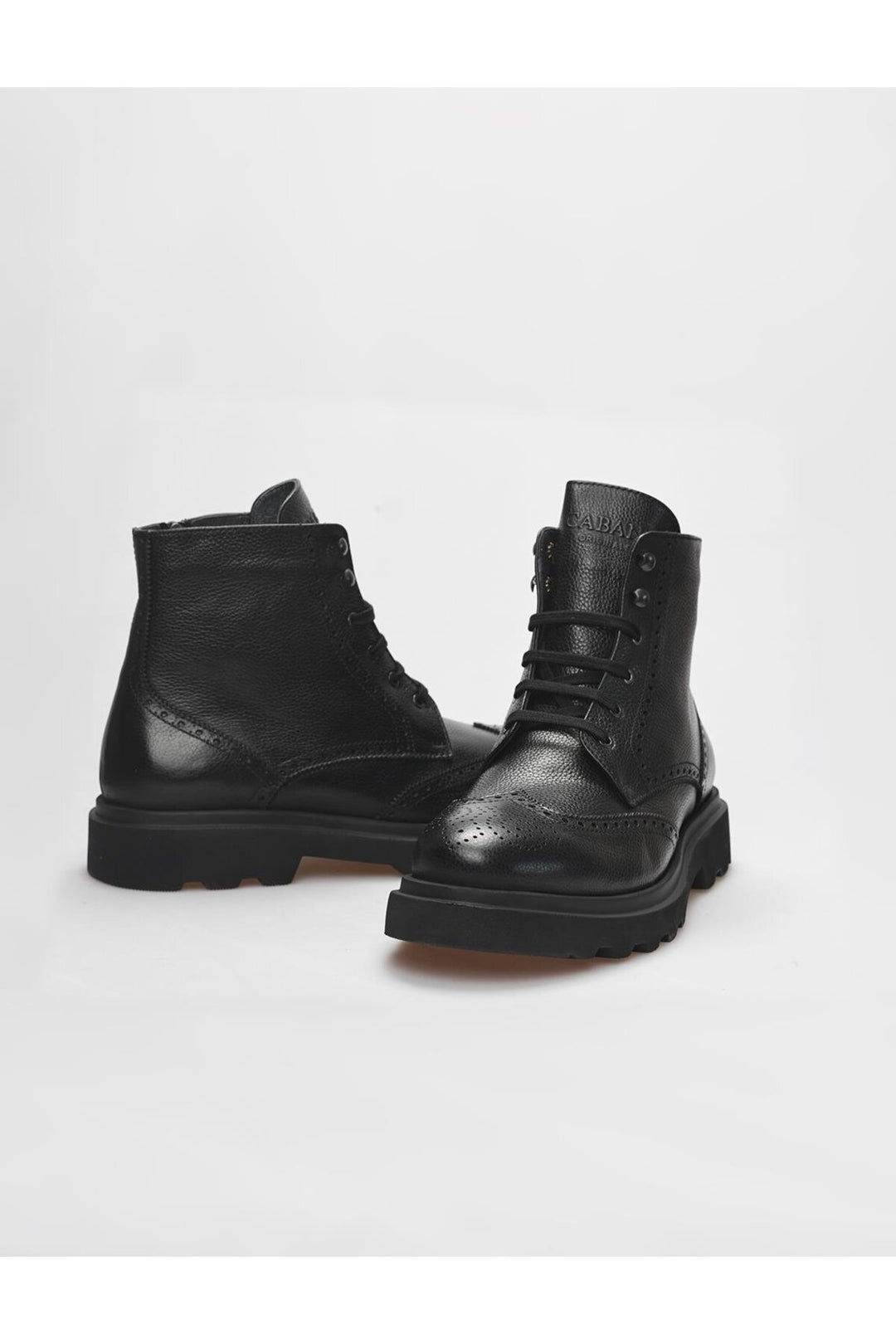 Cabani Shoes Bottines pour hommes en cuir véritable noires à lacets et fermeture éclair - Multicolore