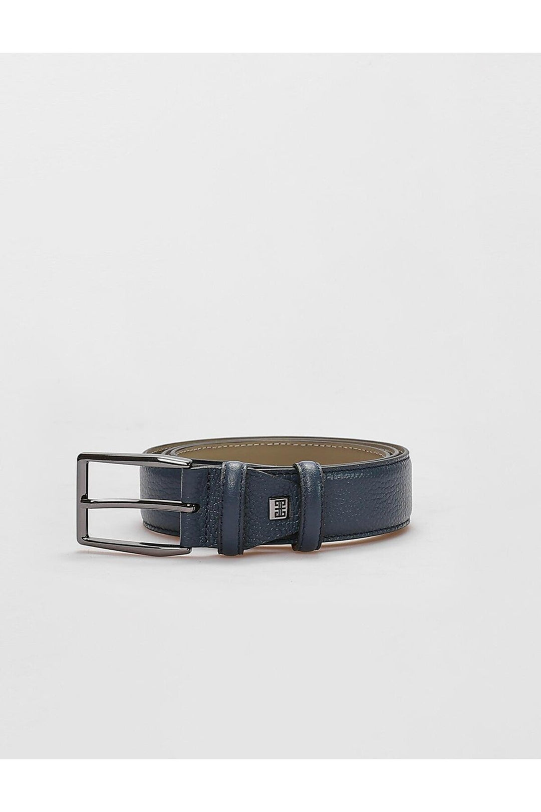 Cabani Shoes Ceinture classique pour homme en cuir véritable 100 % bleu marine de 3,5 cm. - Bleu marine