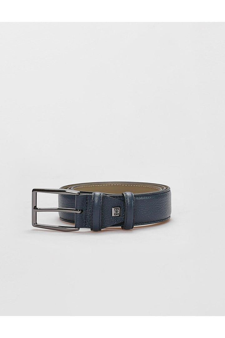 Cabani Shoes Ceinture classique pour homme en cuir véritable 100 % bleu marine de 3,5 cm. - Bleu marine