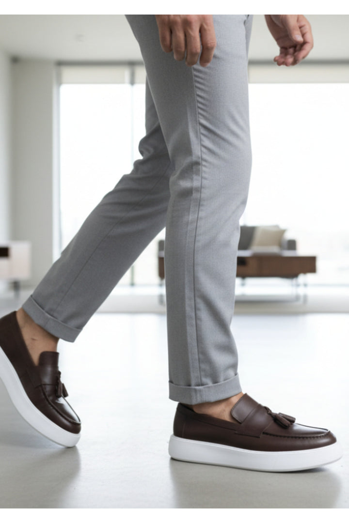 Wavelys GERARDO Mocassins en cuir décontractés et élégants pour hommes - Marron