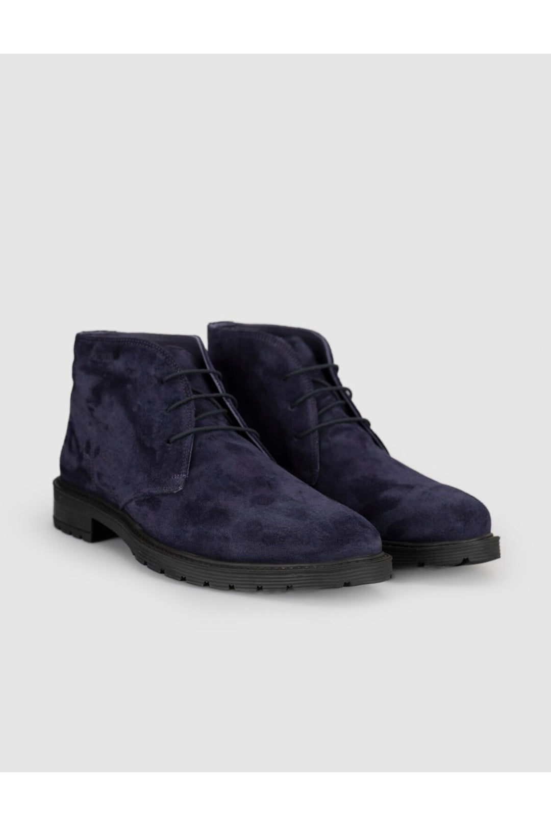 Cabani Shoes Bottines pour hommes en cuir véritable en suède bleu marine à lacets - Bleu marine