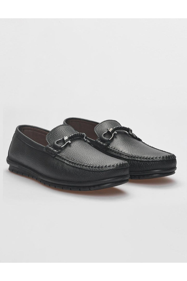 Cabani Shoes Mocassin homme en cuir véritable noir à boucle - Noir