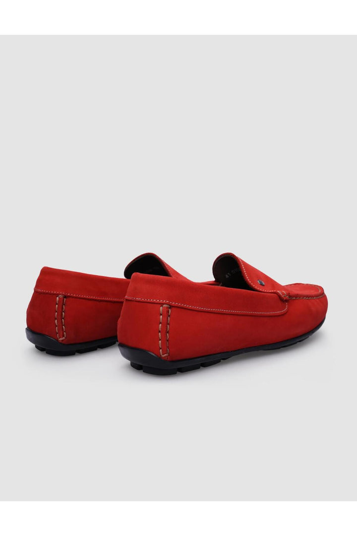 Cabani Shoes %100 Cuir véritable Mocassins pour hommes en Nubuck rouge - Rouge