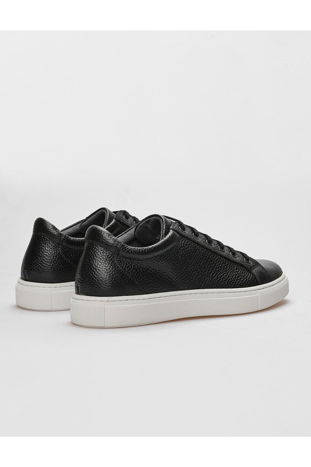 Cabani Shoes Chaussures de sport pour hommes en cuir véritable noires à lacets - Noir