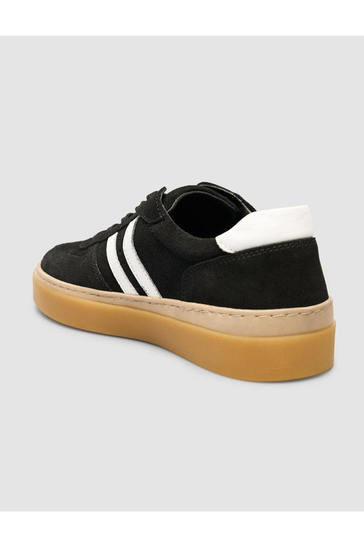 Cabani Shoes Baskets femme en suède noir avec bande. - Multicolore