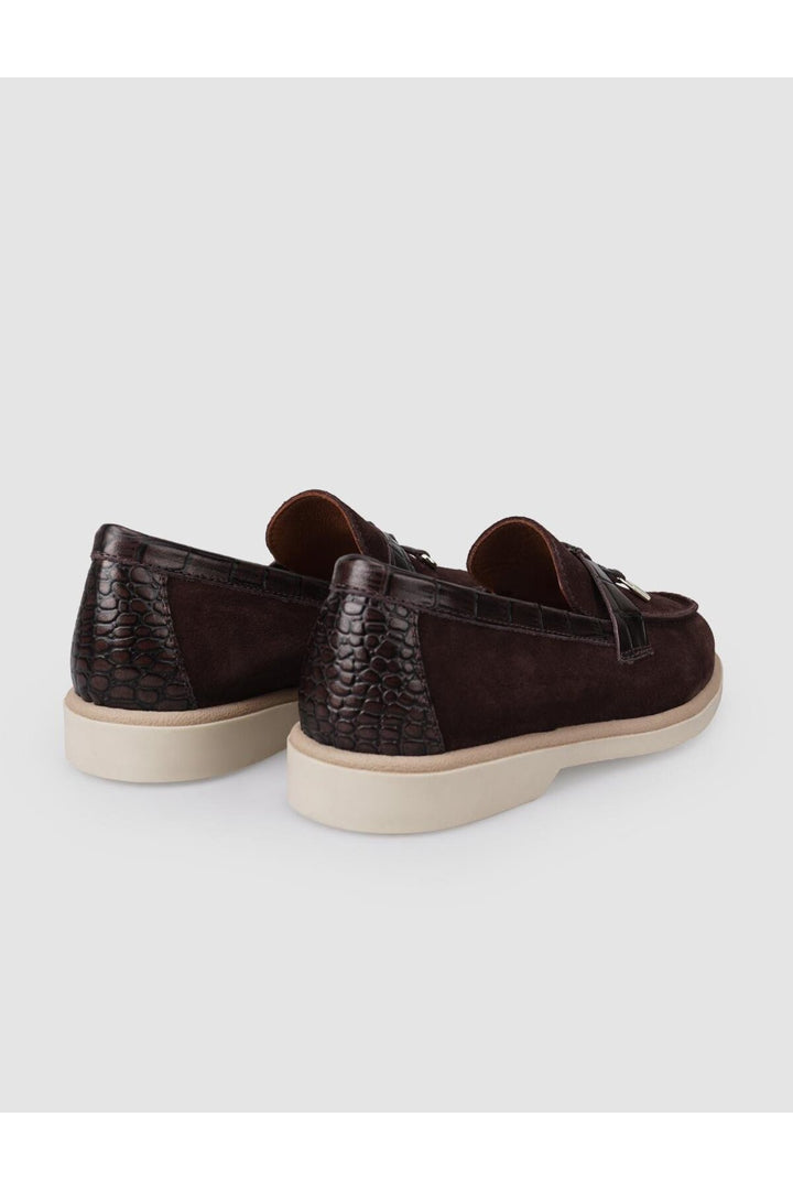 Cabani Shoes %100 Cuir véritable Mocassins en daim pour femmes marron - Marron