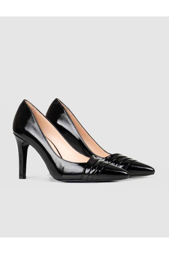 Cabani Shoes Escarpins à talons fins en cuir véritable noir verni pour femmes - Multicolore