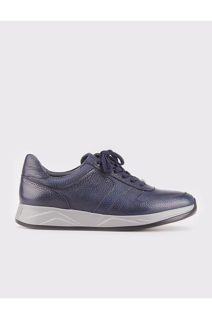 Cabani Shoes Chaussures de sport pour hommes en cuir véritable bleu marine à lacets, design spécial. - Bleu marine