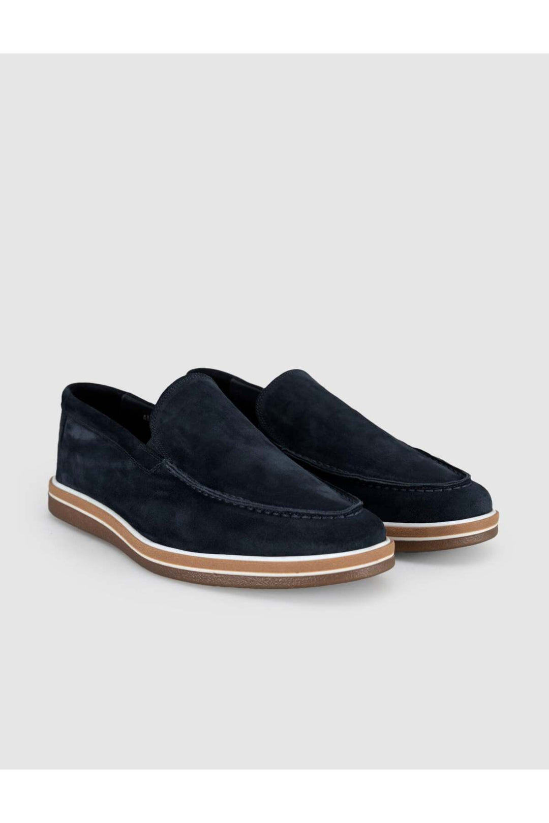 Cabani Shoes Bleu marine Suède Cuir véritable Chaussures Loafer Homme - Multicolore