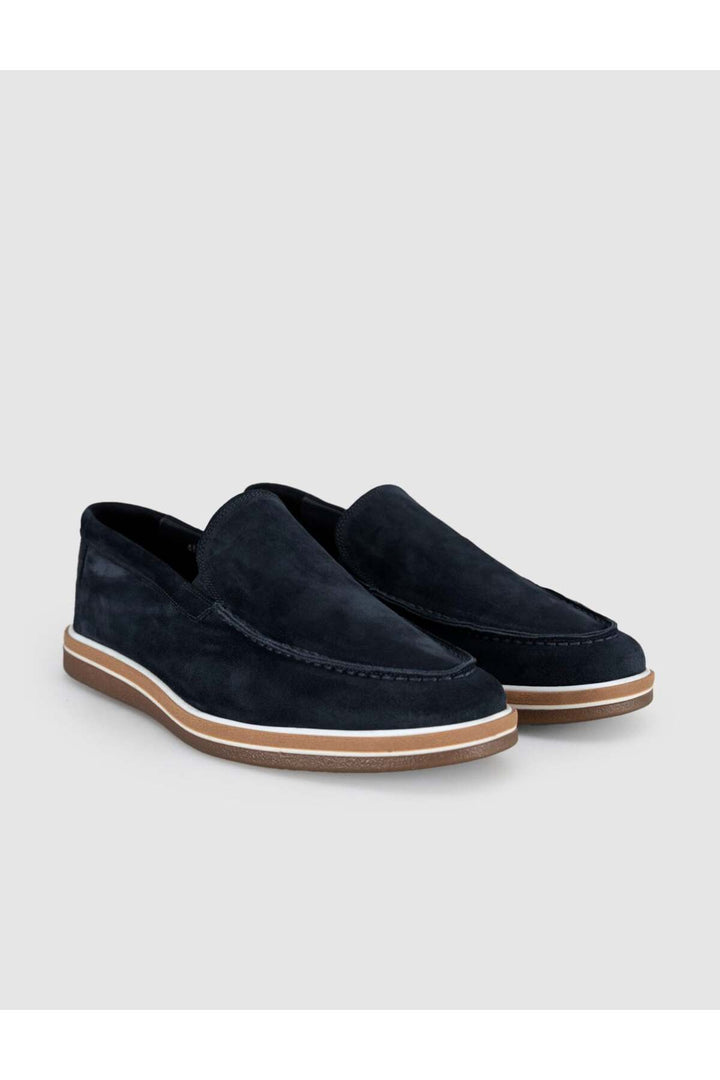 Cabani Shoes Bleu marine Suède Cuir véritable Chaussures Loafer Homme - Multicolore