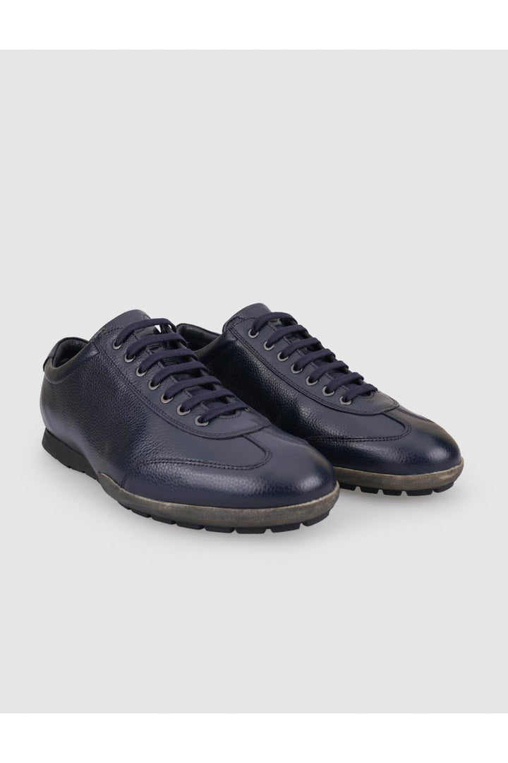 Cabani Shoes Chaussures de ville pour hommes en cuir véritable 100% bleu marine à lacets - Bleu marine
