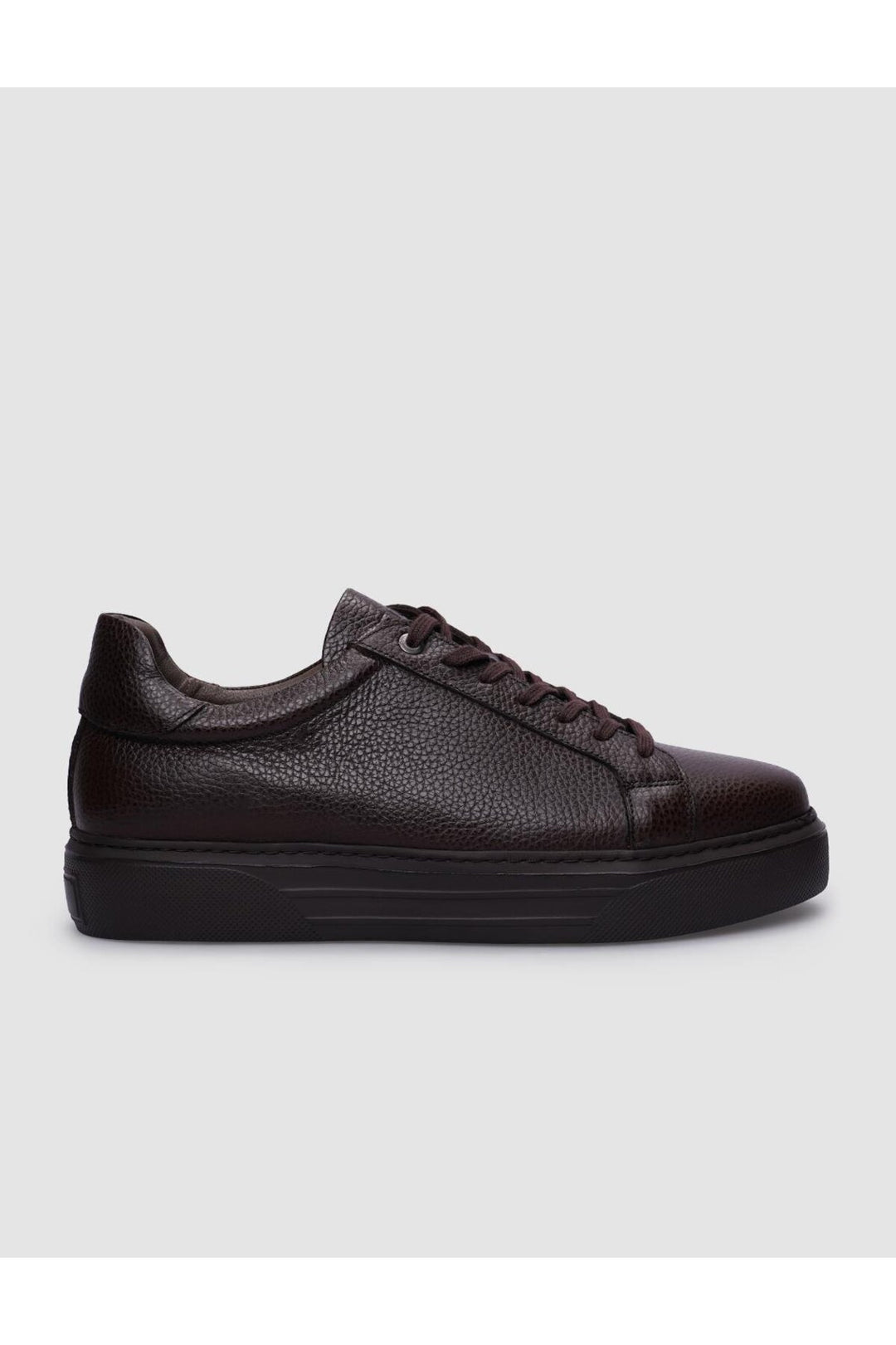 Cabani Shoes Baskets pour hommes en cuir véritable marron à lacets - Marron