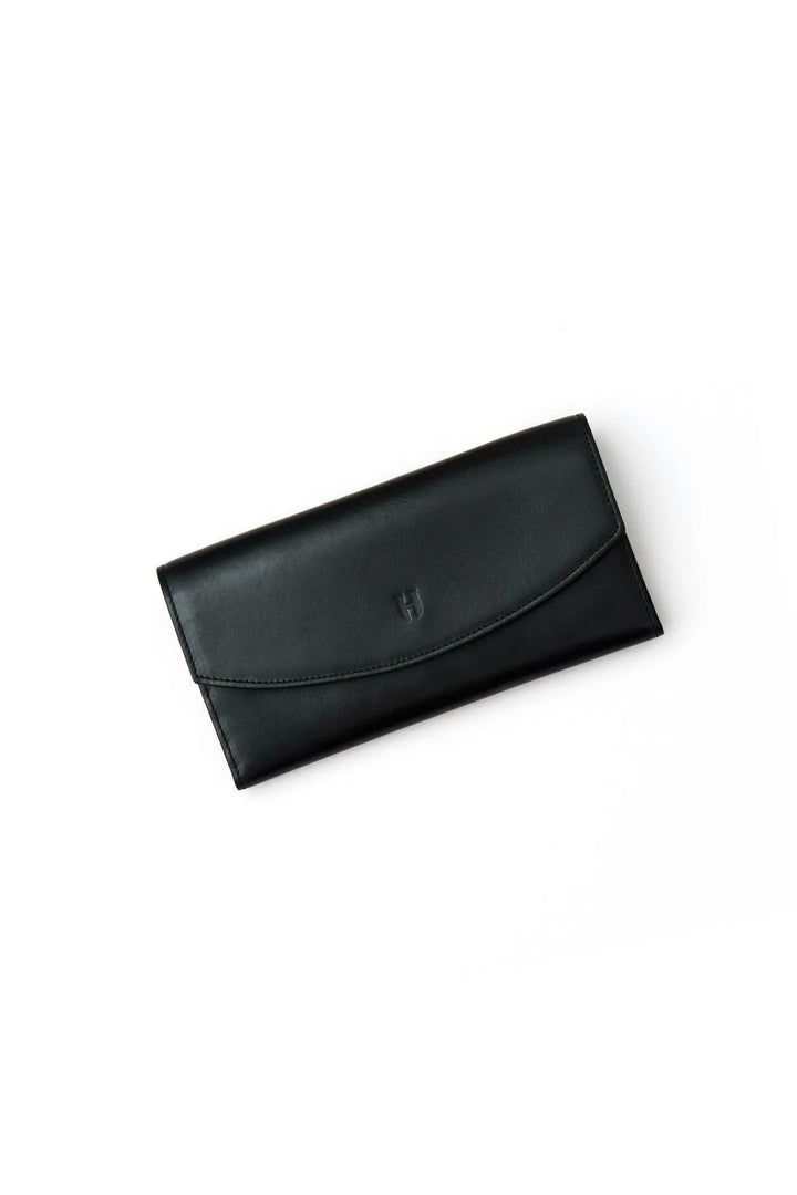 helmbrook Porte-cartes multi-baie noir zippé RFID en cuir pour femme Ashley
