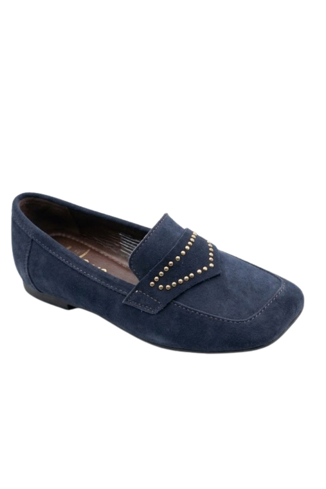 Wavelys RON Bleu marine Cuir Suédé Confortable Semelle Basse Ballerines - Noir