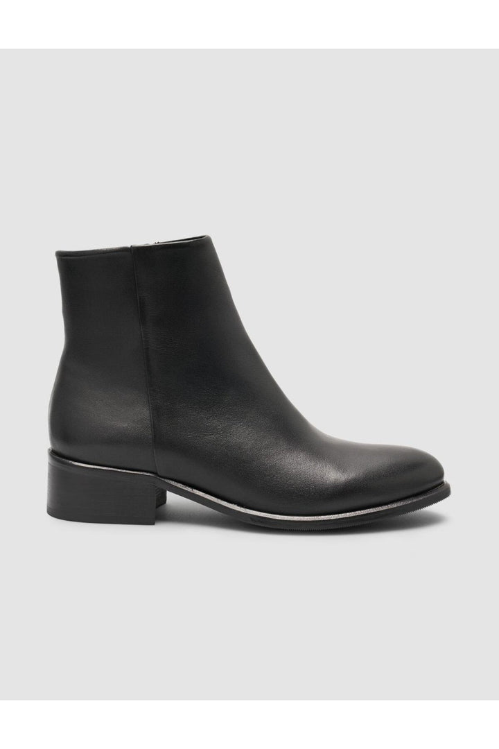 Cabani Shoes Bottines plates à bout pointu en cuir véritable noir pour femmes 100% - Multicolore