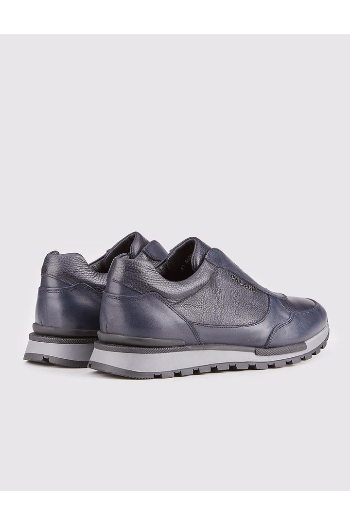 Cabani Shoes Chaussures de sport pour hommes en cuir véritable avec semelle en caoutchouc légère bleu marine. - Bleu marine