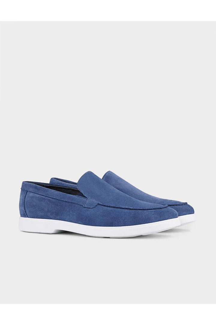 Cabani Shoes Chaussures de ville pour hommes en cuir véritable en suède bleu. - Bleu