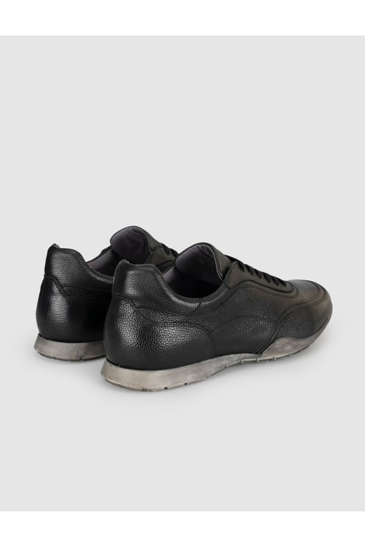 Cabani Shoes Baskets décontractées pour hommes en cuir véritable noir - Multicolore