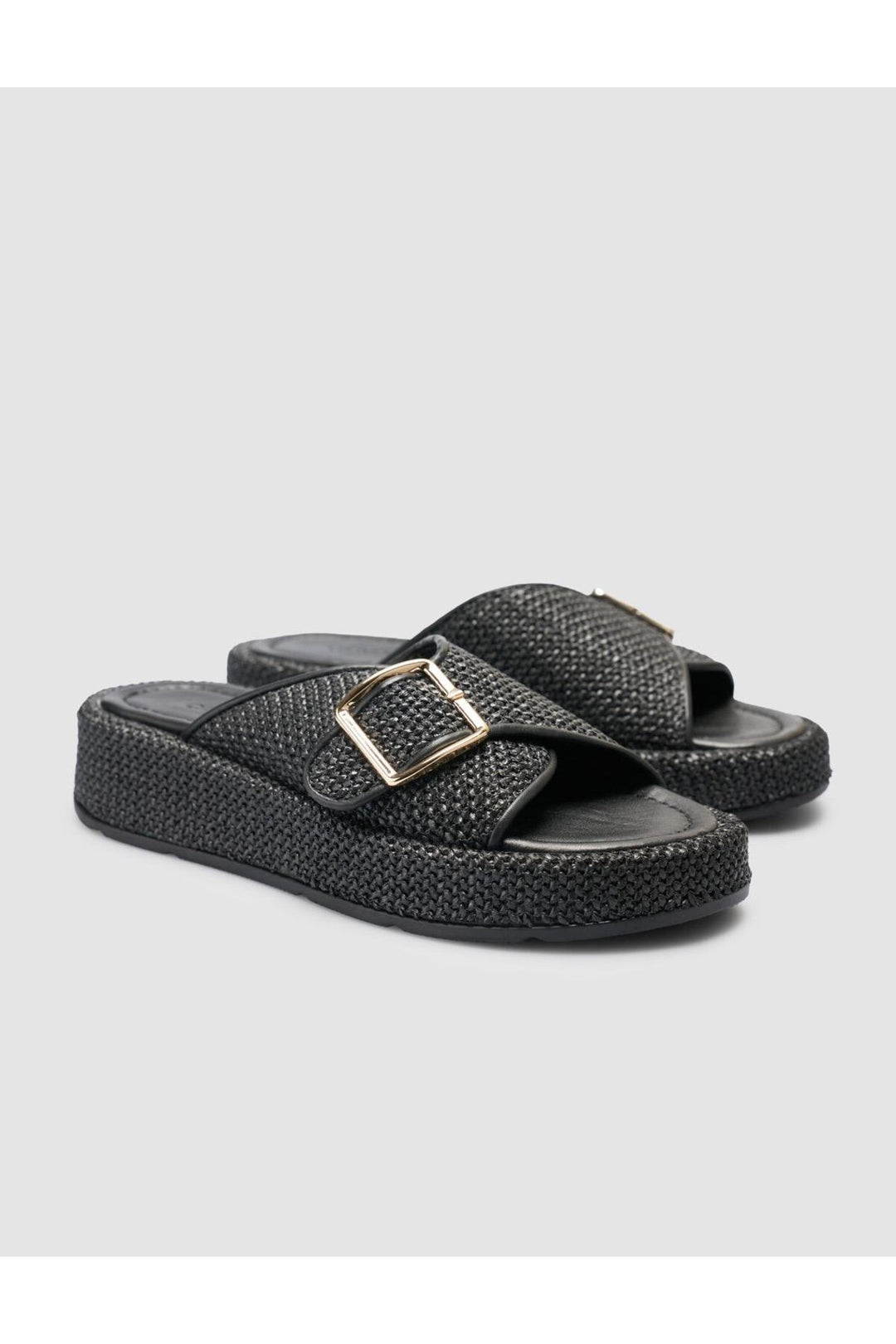 Cabani Shoes Sandales noires pour femmes avec détails en osier - Noir