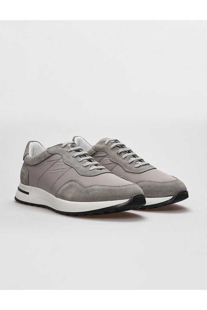 Cabani Shoes Chaussures de sport pour hommes en cuir véritable gris à lacets. - Gris