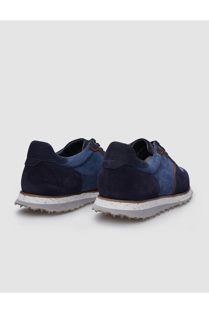 Cabani Shoes %100 Cuir Véritable Baskets Homme en Suède Bleu Marine à Lacets - Bleu marine