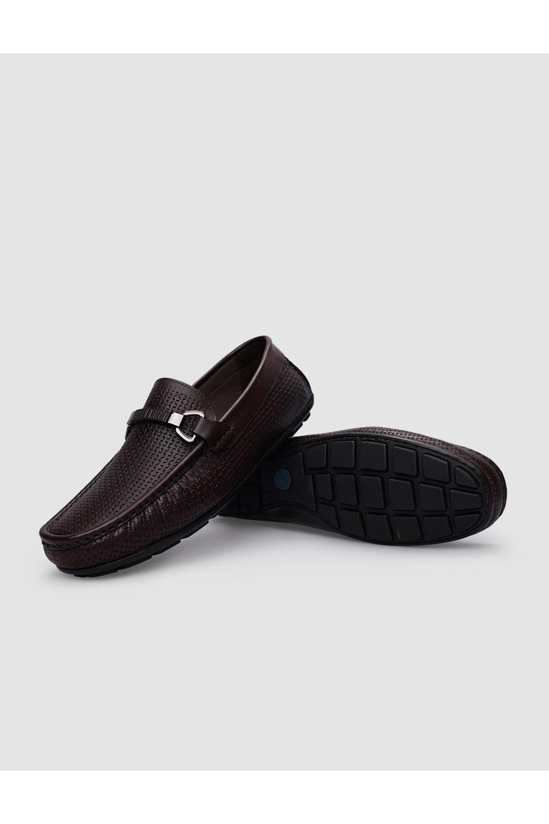 Cabani Shoes %100 Cuir véritable Mocassins pour hommes à boucle marron - Marron
