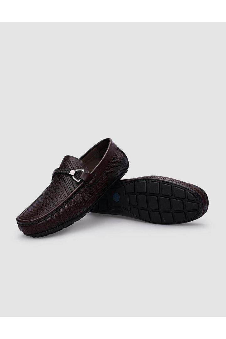 Cabani Shoes %100 Cuir véritable Mocassins pour hommes à boucle marron - Marron