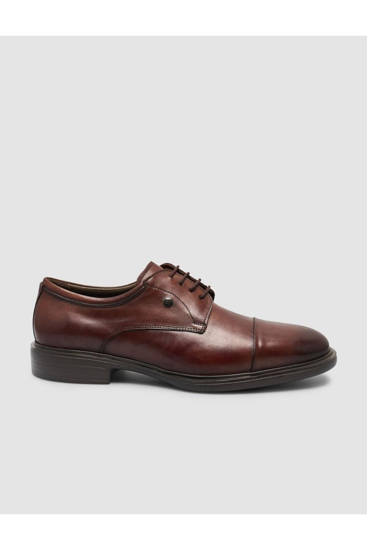 Cabani Shoes Chaussures classiques pour hommes en cuir véritable 100% marron à bout ovale - Marron