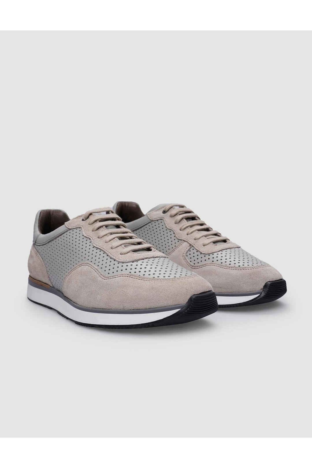 Cabani Shoes %100 Cuir Véritable Beige Suédé Chaussures de Sport Homme à Lacets - Beige