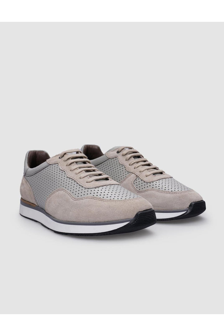 Cabani Shoes %100 Cuir Véritable Beige Suédé Chaussures de Sport Homme à Lacets - Beige