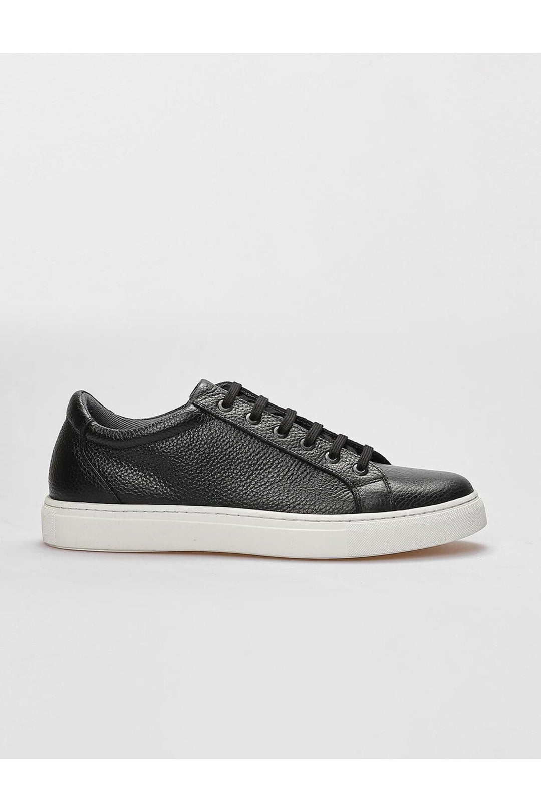 Cabani Shoes Chaussures de sport pour hommes en cuir véritable noires à lacets - Noir
