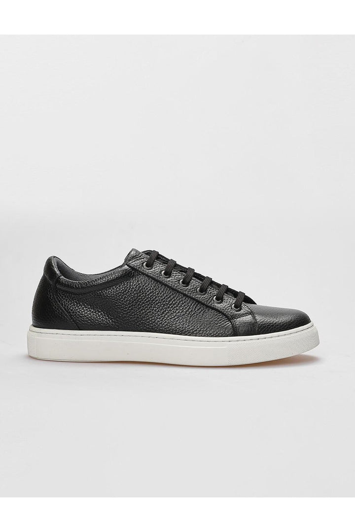 Cabani Shoes Chaussures de sport pour hommes en cuir véritable noires à lacets - Noir