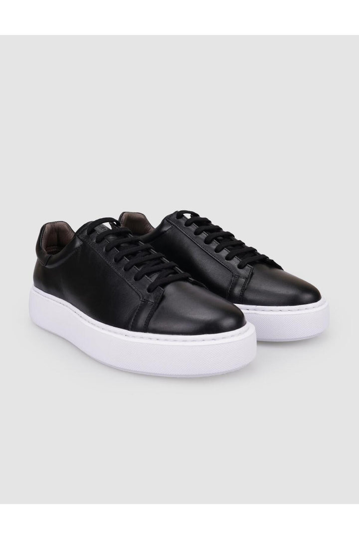 Cabani Shoes Lucca %100 Cuir Véritable Noir Chaussures de Sport Homme à Lacets - Noir